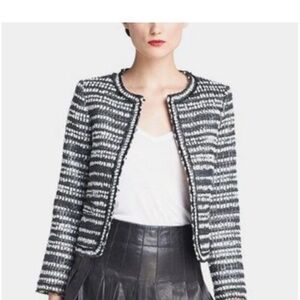 Alice + Olivia 'Kidman' Open Front Boxy Boucle Jacket